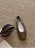 Sapatos Mary Jane prateados baixos estilo francês para mulheres, coleção outono 2026, com laço, sola macia, mocassins de balé macios