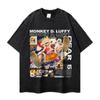Anime Japonés Americano Oscuro Lavado Pesado Camiseta Marca de Moda Oversized Suelta Calle Hip-Hop Camiseta para Hombre y Mujer