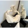 Bolso de Hombro Cruzado de Gran Capacidad, de Moda, con Pliegues, para Mujer, Estilo Coreano de Verano, Simple y Versátil, Casual y de Alta Gama