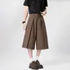 Pantalones Cortos Casuales Sueltos de Seda de Hielo Estilo Hong Kong para Verano, Pantalones de Vestir Rectos Finos de Color Sólido para Hombre, Tendencia