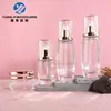 En stock: Set de botellas de vidrio transparente con diseño de piña, 40-120 ml, botella de vidrio para crema/gelatina de 30 g/50 g, botella para cuidado de la piel