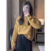 Suéter de Ganchillo Pequeño de Alta Gama Tejido a Mano Pesado para Mujer Otoño Invierno Suave Pegajoso Holgado Cuello Redondo Tejido Capa Base Ropa de Mujer