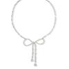 Colar de Laço Full Diamond Brilhante Estilo Coreano Super Luxo Moda Elegante Versátil Corrente Curta para Clavícula Feminina