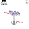 Brincos de Flor de Três Folhas em Liga de Titânio G23 Inlaid com Zircônia 5A, Piercings para Hélice da Orelha, Lábio, Joias de Piercing da Moda Europeia e Americana Transfronteiriça