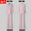 Nueva Chaqueta Blazer Casual de Primavera y Otoño Ropa de Trabajo Formal Traje Popular para Mujer del Sudeste Asiático con Pantalones de Pierna Ancha