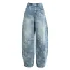 Jeans Jacquard Estilo Chino Nuevo Xingge para Mujer Primavera 2026 Nuevos Pantalones de Pierna Ancha Sueltos de Cintura Alta Pantalones Rectos Retro de Longitud Completa