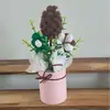 Cubo de Abrazo de Papá Noel Tejido a Mano Girasol Piña Conejo de Algodón Ramo de Lana Ganchillo Terminado Regalo