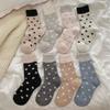 Calcetines Planos de Lana de Lunares para Mujer Otoño e Invierno, Aislamiento Térmico de Invierno, Adelgazantes, Calcetines de Lana Holgados sin Volumen