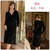 Estilo Francês Rosa Leve Luxo Veludo Sexy Longa Simples Amarração Profundo Decote V Abertura Frontal Roupão Conjunto para Casa Feminino J2855
