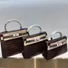 Bolsa Kelly para Mulheres 2025 Nova Mini Bolsa Transversal Bolsa Pequena Bolsa com Padrão de Crocodilo Mini Bolsa Versátil de Alta Qualidade