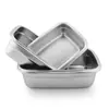 Juego de 3 recipientes de acero inoxidable 304 para alimentos, caja cuadrada sellada estilo coreano con tapa, contenedor de alimentos a prueba de fugas, juego de tres piezas al por mayor