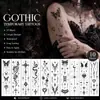 Pegatina de Tatuaje de Calavera Alada Mariposa Estilo Nuevo Gótico Transfronterizo, Pegatina Sexy de Flor Estilo Ins Realista para Brazo para Mujeres