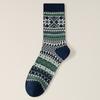 Calcetines Medias de Media Caña para Hombre Otoño e Invierno Nuevo Doble Aguja Doble Camino Estilo Étnico Retro Tubo Largo Estilo Británico Absorbentes de Sudor Medias para Hombre