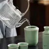 Conjunto Aquecedor de Vinho, Conjunto de Vinho Amarelo Aquecido, Bule de Vinho Nostálgico Antigo, Xícara de Vinho Branco Cerâmica Chinesa Doméstica, Divisor de Vinho