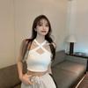 2024 Nuevo Estilo de Verano Ropa Exterior Espalda Hermosa Short Suspbottomer Sexy Hombros Descubiertos Halter Top sin Mangas para Fondo