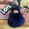Muñeca para dormir de piel de zorro, juguete de peluche, adornos para teléfono móvil, cordón, muñeca, colgante para bolso de piel real, llavero para coche
