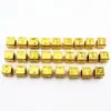 En stock acero inoxidable dorado 7 mm orificio pasante cuadrado accesorios de letras cuentas de letras perforadas colgante collar DIY joyería