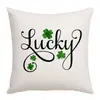 St de Venta Caliente Transfronterizo. Funda de Almohada Temática del Día de San Patricio Trébol de Cuatro Hojas Cuadros Coche de Dibujos Animados Letra Cojín Decorativo Funda de Cojín