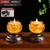 Lámpara de Loto, Lámpara Siempre Encendida, Vela Digital para el Hogar, Lámpara de Ofrenda para Bodhisattva, Lámpara de Buda, Lámpara de Altar de Cristal para Buda, Recargable