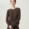 Bai Cai Rong Amigável à Pele Temperamento Falso Duas Peças Bloco de Cores 100% Lã Cashmere Pura Malha Camada Base Simples Suéter Emagrecedor