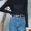 Cinturón de Mujer Piel Genuina Más Fácil de Combinar Cinturón para Jeans Negro Moda Estilo Coreano Cinturón Decorativo para Mujer Alta Calidad Nuevo Estilo 2025