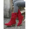 Botas de Moda de Tacón Grueso Estilo Nuevo 2026, Botas de Montar Estilo Perezoso Retro, Botas Apiladas de Plisado Versátiles, Botas de Punta Fashion para Mujer