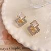 Pendientes de botón con diamantes de imitación de cristal negro y aguja de plata 925, con doble diamante, ligeros y lujosos, con incrustaciones de diamantes, para mujer.