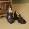 Zapatos de Tira en T Retro Sorprendentemente Hermosos y Versátiles con Corte Profundo para el Trayecto Diario, Mocasines Slip-On con Punta Cuadrada y Tacón Grueso para Mujer