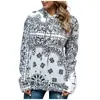 Top Estampado Estilo Bohemio Personalizado de Venta Caliente Transfronterizo Sudadera con Capucha Forrada de Felpa Moda Europea y Americana para Mujer