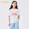 Balabala Roupas Infantis Camiseta Manga Curta Infantil para Meninas 2025 Nova Roupa de Verão para Crianças Maiores Tops Estampados de Secagem Rápida Doce