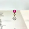 Pendientes Colgantes Pequeños Redondos de Circonita de Aleación de Titanio F-136 Pendientes de Labio de Titanio G23 con Rosca Interna Joyería para Piercing