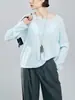 Blusa de Tricô Leve de Algodão com Bambu e Linho para Mulheres, Verão 2025, Gola Redonda, Caimento Solto, Estilo Relaxado