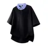Novedad de Verano Unisex Camisa Falsa de Dos Piezas Cuello Polo Manga Corta de Algodón Marca de Moda Camiseta de Manga Corta Suelta para Hombre
