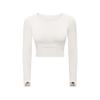 Nueva Camiseta Deportiva de Manga Larga Ajustada Corte Corto para Correr Fitness Yoga para Mujer S2032