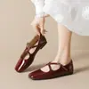 Zapatos Individuales Estilo Hada Francesa Weimei Girl 2513-3 para Mujer Tacón Bajo Punta Cuadrada Correa Cruzada Boca Baja Zapatos Mary Jane