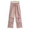 Pantalones de peto con cintura elástica y pliegues pinzados de las Spice Girls Europeas y Americanas para mujer, look ajustado, pierna recta, pierna ancha, pantalones casuales para mujer
