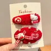 Presilha de Cabelo Vermelha de Pelúcia de Ano Novo para Meninas, Presilha de Franja Cartoon, Presilha BB para Bebê, Presilha Lateral Fofa, Grampo de Cabelo, Acessório de Cabelo