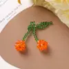 Lindo Tejido de Perlas Hojas Verdes Cereza Accesorios Acrílicos DIY Pendientes para Chicas Vigor Material al por Mayor