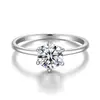 Anel Arvaleff de Moissanita 1 Quilate Anel Clássico de Seis Garras com Diamante Inlaid com Diamante Cultivado Anel de Moda de Luxo Leve