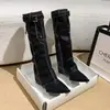 Botas bootcut de salto anabela bico fino plus size estampa de leopardo 2026 novas botas de cowboy western vintage com fivela de cinto emagrecedor botas de montaria