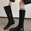 Otoño/Invierno Punta Redonda Aumentador de Altura Elegante Estilo Británico Nuevas Botas Elásticas Adelgazantes Adelgazantes Estilo Retro Francés Versátil para Mujer 2026