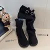 Nuevas Botas de Tacón Alto Otoño/Invierno Desmontables de Suela Gruesa Estilo Retro Uso Bidireccional 2026 Botas Botas de Caña Alta Acumuladas Largas/Cortas Gruesas