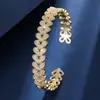 Pulsera abierta con corazón de circonita conectada transfronteriza, elegante, exquisita, de moda, de alta gama, con estilo, pulsera de compromiso versátil