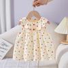 Vestido de verano para niña, falda de lunares con ondas dulces, ropa de verano para niña, falda de gasa fina, transpirable y sin mangas