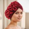 Aliexpress Wish Nuevo Estilo Transfronterizo Sombrero Africano con Gran Diseño Floral en el Lateral, Sombrero Indio, Sombrero Turbante, Venta Directa del Fabricante