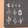Conjunto de 10 Pingentes e Acessórios de Prata Antiga em Formato de Cacto, 10 Estilos, 1 de Cada, cerca de 13g Por Conjunto