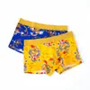 Calzoncillos tipo bóxer para hombre de algodón puro con estampado de dragón dorado, marca de moda, patrón de dragón amarillo, ropa interior de personalidad juvenil