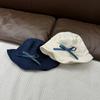 Adecuado para circunferencia de cabeza pequeña, pequeño seguro Decoración de lazo de mezclilla forma de seda suave sombrero de cubo de oreja de madera para niños primavera y verano