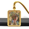 Thangka Dourado Pintado à Mão Parcial Passado e Presente Pingente Thangka Zakhilaam Colar Thangka de Aço Titânio Dez Fases