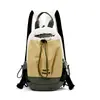 Mochila Patchwork Fresca de Tres Colores Doble Uso Bolso de Pecho Bolsillo Frontal con Cordón Ligera para Viaje Mochila de Almacenamiento Mochila de Viaje